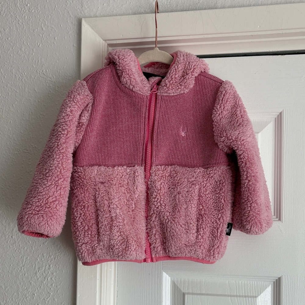 Spyder Toddler Girls Pink Sherpa Fleece Zip Hoodie Sweater